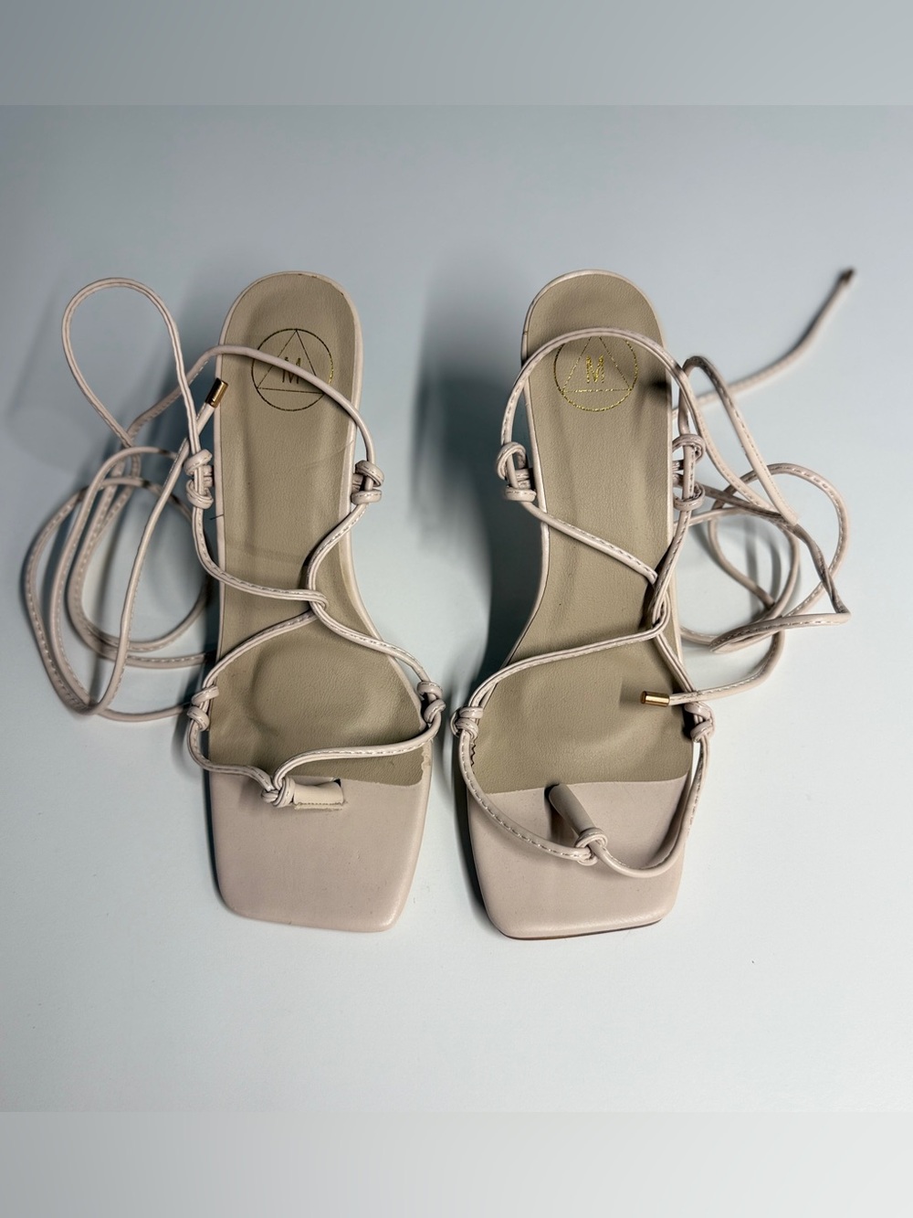 Strappy Lace-Up Women’s Sandals in Light Beige